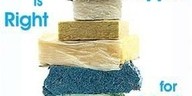 Stack of varied foam and sponge samples in blue yellow and green