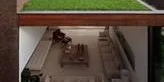 High angle view of a rooftop patio/green roof