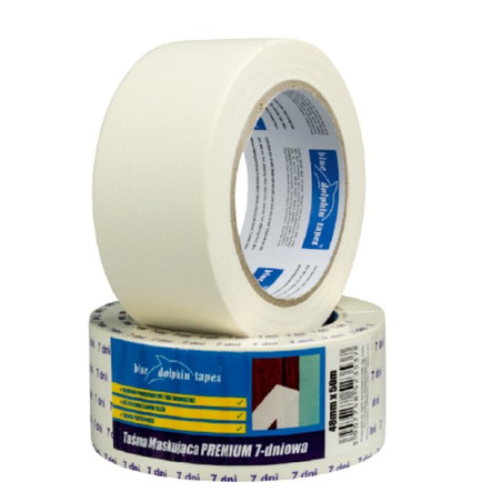 48mm 7-day Paper Masking Tape Blue Dolphin - 50m roll