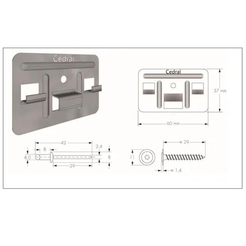Stainless Steel Clips and Screws for Cedral Click - pack of 50. Stainless Steel Clips and Screws for Cedral Click - pack of 50.