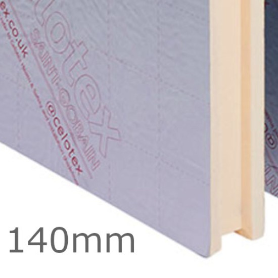 140mm Celotex Thermaclass Cavity Wall 21 - Rigid PIR Full Fill Cavity Insulation Board (pack of 4)