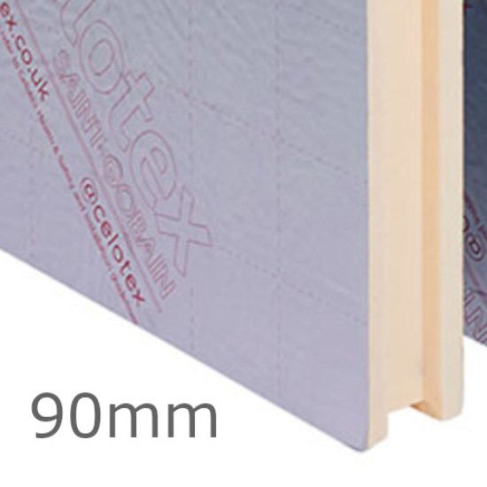 90mm Celotex Thermaclass Cavity Wall 21 - Rigid PIR Full Fill Cavity Insulation Board (pack of 6)