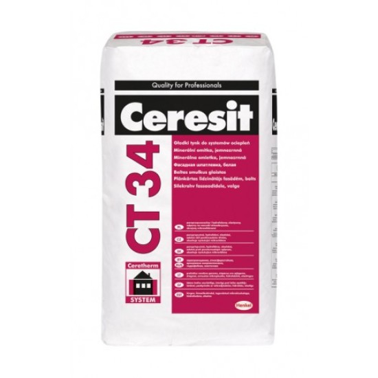 Ceresit CT34 Smooth Mineral Render White - 25Kg Ceresit CT34 Smooth Mineral Render White - 25Kg