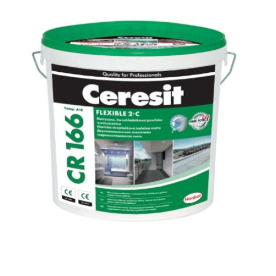 Ceresit CR166 Two-component Flexible Waterproofing Slurry - Bucket (12kg powder and 2L liquid)