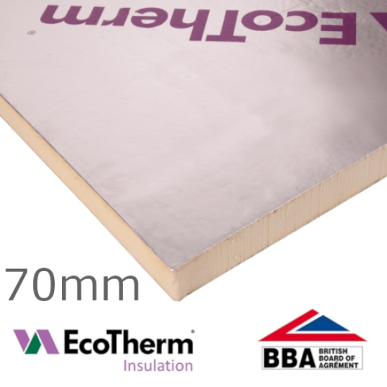 70mm EcoTherm EcoVersal PIR Insulation Board - 1200mm x 2400mm