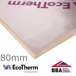 80mm EcoTherm EcoVersal PIR Insulation Board - 1200mm x 2400mm