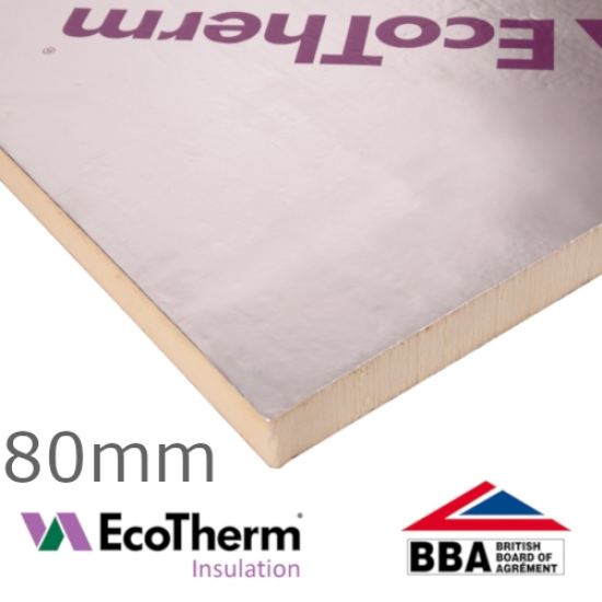 80mm EcoTherm EcoVersal PIR Insulation Board - 1200mm x 2400mm