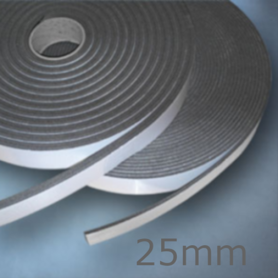 Isocheck Acoustic Isolation Strip - 25mm x 5mm x 25m roll.