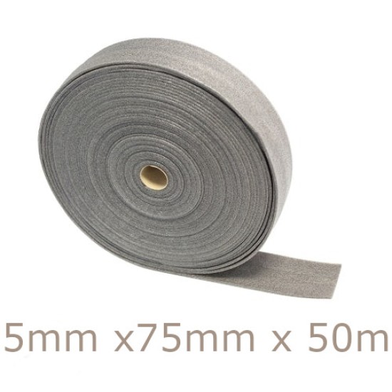 JCW Acoustic Perimeter Edging Strip Flanking Band - 5mm x 75mm x 50m. JCW Acoustic Perimeter Edging Strip Flanking Band - 5mm x 75mm x 50m.