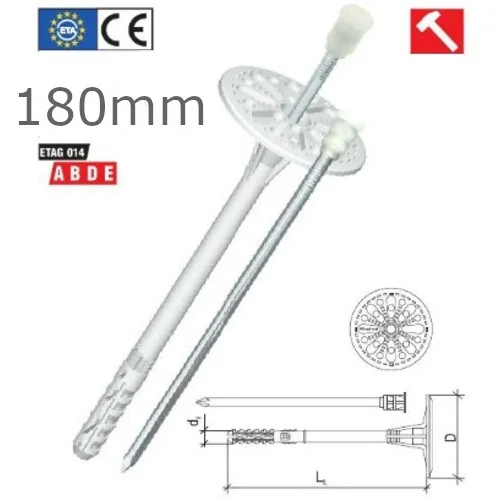 180mm Universal Insulation Panel Fixing with Metal Pin LMX10 (pack of 200) 180mm Universal Insulation Panel Fixing with Metal Pin LMX10 (pack of 200)