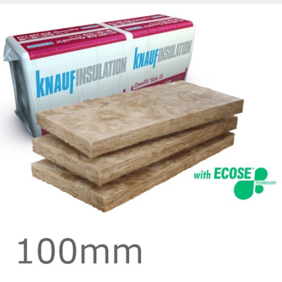 100mm Knauf Omnifit 35 - Multipurpose Glass Wool Insulation Slab - 1200mm x 600mm (pack of 6)