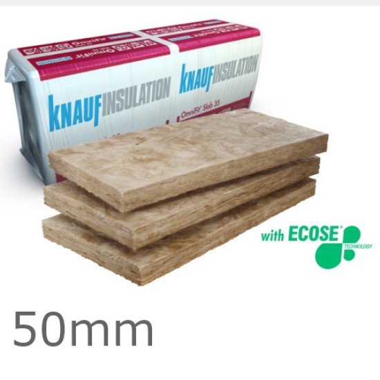 50mm Knauf Omnifit 35 - Multipurpose Glass Wool Insulation Slab - 1200mm x 400mm (pack of 12)
