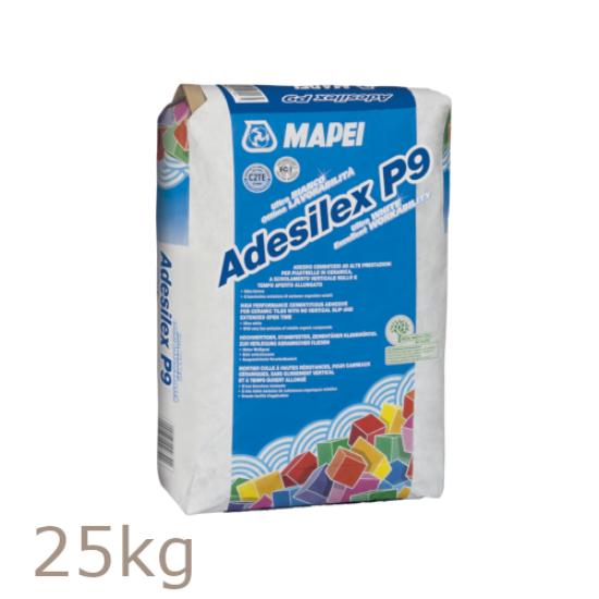 25kg Mapei Adesilex P9 Tile Adhesive for Ceramic Tiles and Stone Materials - Grey - Pallet of 50 bags 25kg Mapei Adesilex P9 Tile Adhesive for Ceramic Tiles and Stone Materials - Grey - Pallet of 50 bags