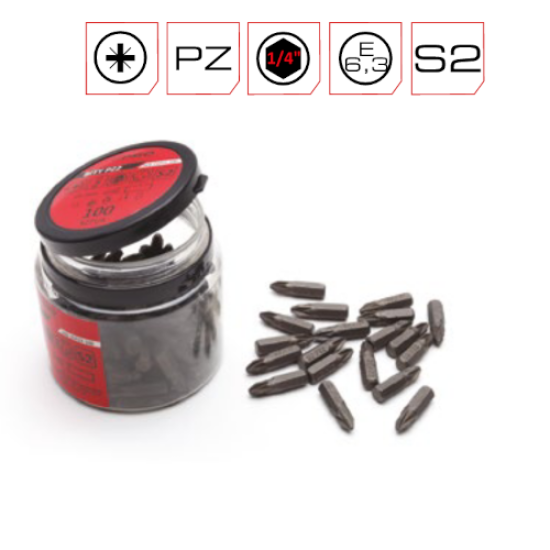 25mm PZ1 Screwdriver Bits PRO - 25nos Container 25mm PZ1 Screwdriver Bits PRO - 25nos Container