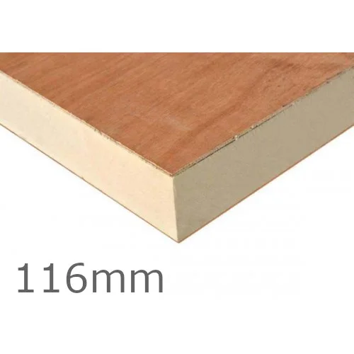 116mm Recticel Plylok PIR Flat Roof Insulation Board - 110mm PIR and 6mm Plywood Sheet 116mm Recticel Plylok PIR Flat Roof Insulation Board - 110mm PIR and 6mm Plywood Sheet