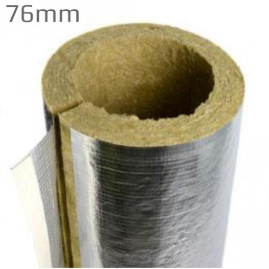 76mm Bore 25mm Thick Rockwool RockLap Pipe Insulation