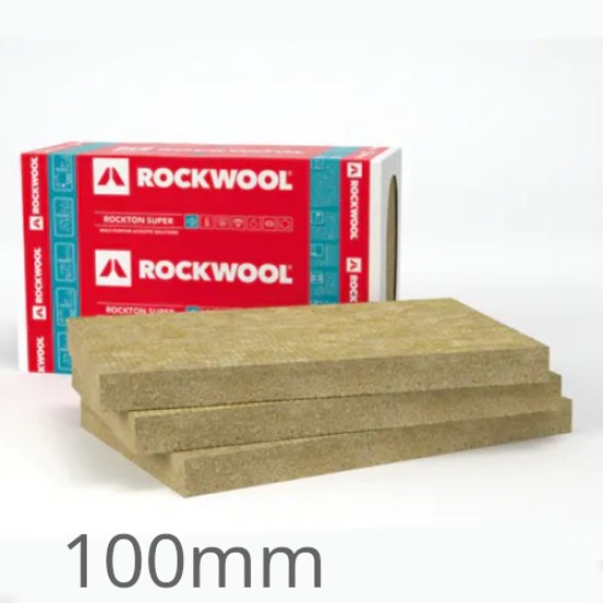 100mm Rockwool Rockton Insulation Slab - 1000mm x 610mm (pack of 6)