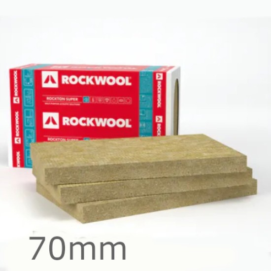 70mm Rockwool Rockton Insulation Slab - 1000mm x 610mm (pack of 8)