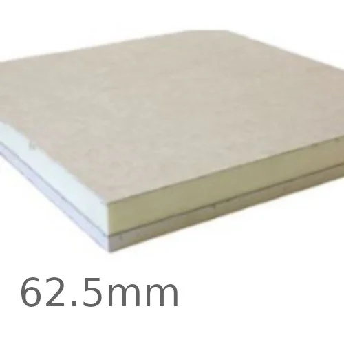 62.5mm Speedline PIR Thermal Laminate Board - 50mm PIR and 12.5mm Plasterboard 62.5mm Speedline PIR Thermal Laminate Board - 50mm PIR and 12.5mm Plasterboard