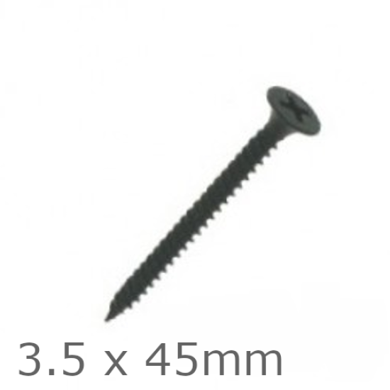 3.5x45mm Black Drywall Screws - Fine Thread - box of 500