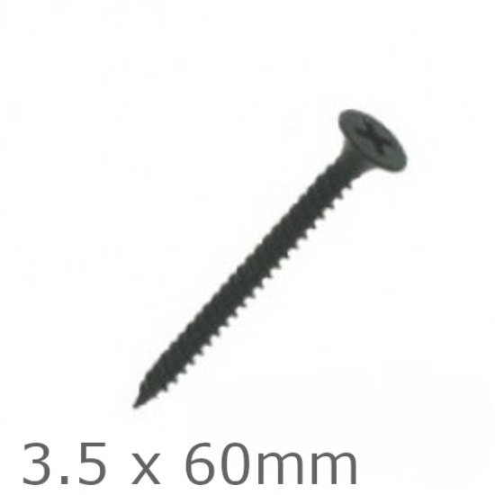 3.5x60mm Black Drywall Screws - Fine Thread - box of 500