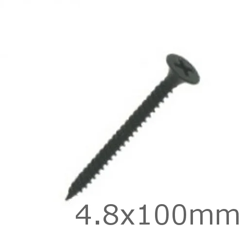 4.8x100mm Black Drywall Screws - Fine Thread - box of 200 4.8x100mm Black Drywall Screws - Fine Thread - box of 200