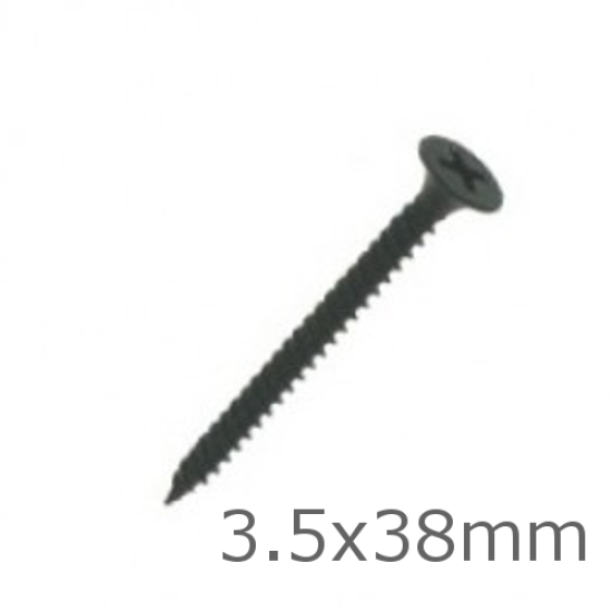 3.5x38mm Black Drywall Screws - Fine Thread - box of 1000
