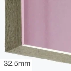 32.5mm Thermal and Acoustic Wall Panel - 20mm Rockwool Slab (A1) bonded to 12.5mm Fire Resistant Plasterboard (A2) - 1200mm x 2400mm