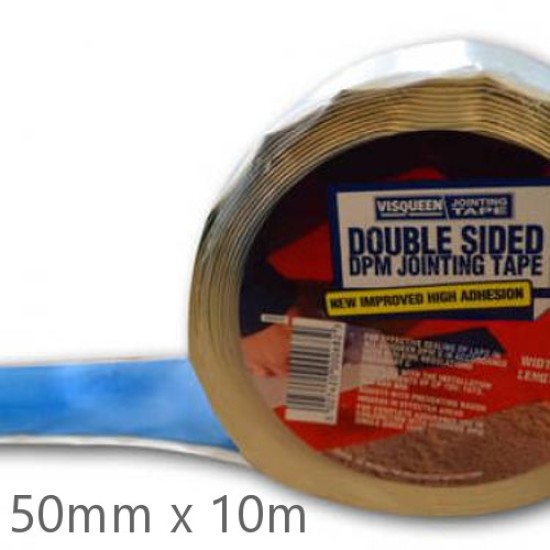50mm Visqueen Double Sided Jointing Tape for bonding DPMs and DPCs - 10m Roll