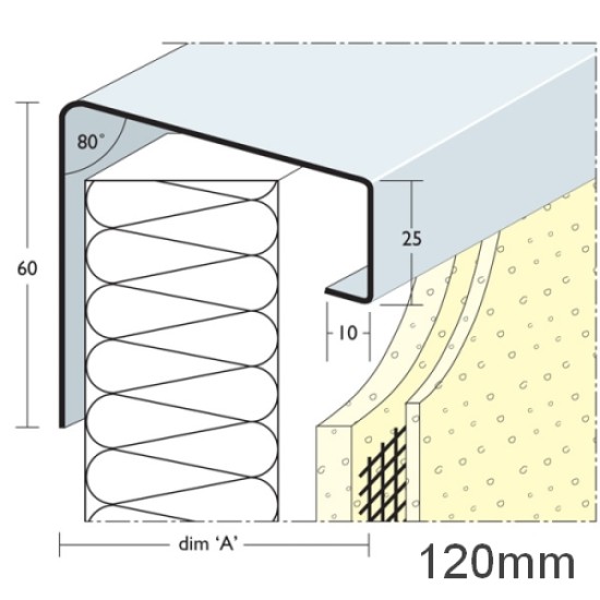120mm Soffit Flashing and Window Sill Extensions (with full end caps-pair) - 2.5m Length.