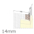 14mm Mesh Wing PVC Corner Profile with Extended Arris - 100x150mm Wings - 2.5m length (pack of 25).