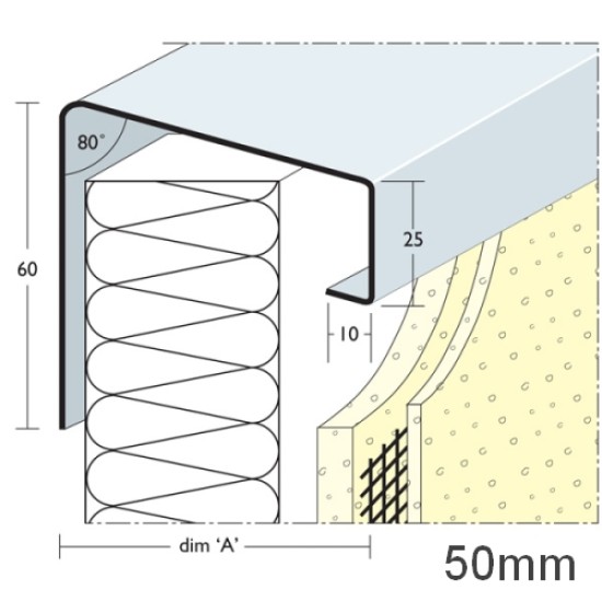 50mm Soffit Flashing and Window Sill Extensions (with full end caps-pair) - 2.5m Length.