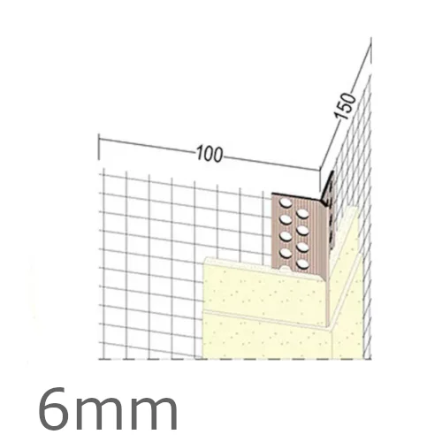 6mm Mesh Wing PVC Corner Profile with Extended Arris - 100x150mm Wings - 2.5m length (pack of 50). 6mm Mesh Wing PVC Corner Profile with Extended Arris - 100x150mm Wings - 2.5m length (pack of 50).