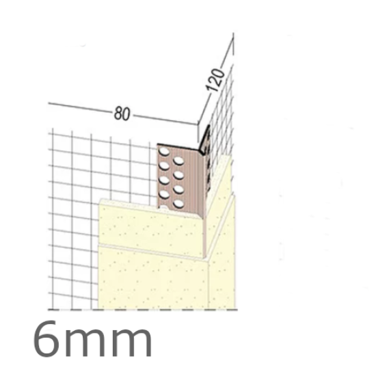 6mm Mesh Wing PVC Corner Profile with Extended Arris - 80x120mm Wings - 2.5m length