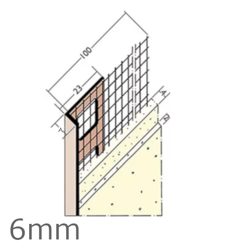 6mm PVC Mesh Wing Render Stop Bead - 2.5m