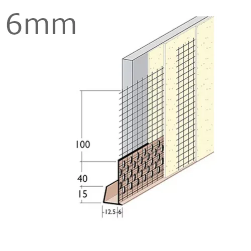 6mm PVC Edge Bead with Mesh Wing (pack of 25). 6mm PVC Edge Bead with Mesh Wing (pack of 25).
