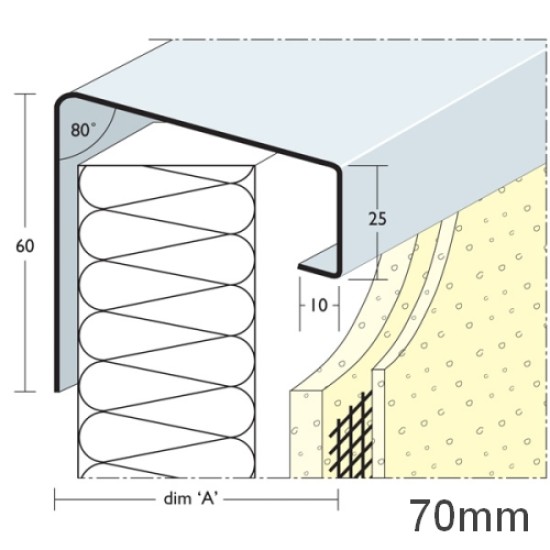 70mm Soffit Flashing and Window Sill Extensions (with full end caps-pair) - 2.5m Length.
