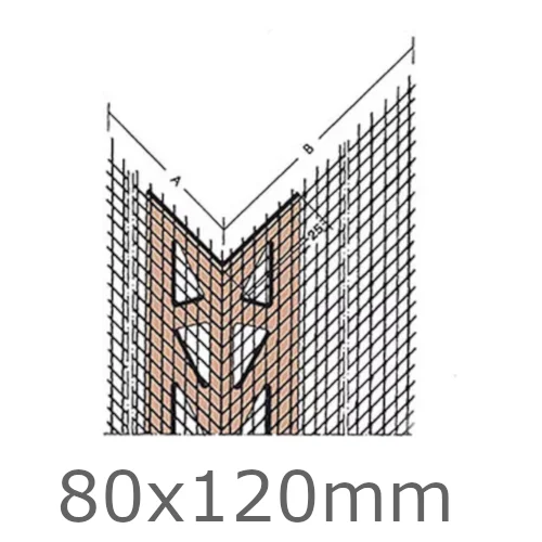 80x120mm Mesh Wing PVC Corner Profile - 2.5m length (pack of 100). 80x120mm Mesh Wing PVC Corner Profile - 2.5m length (pack of 100).