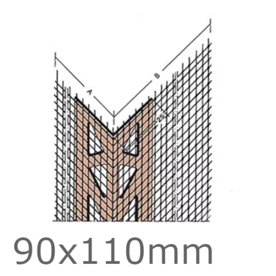90x110mm Mesh Wing PVC Corner Profile 50m Roll.