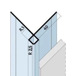 Aluminium Facade Corner Profile Without Covered Cutting Edges - Profile 9440 - length of 3m