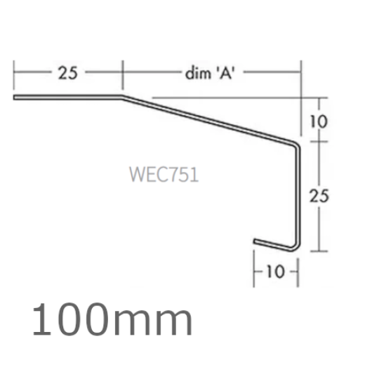 100mm Aluminium Window Sill Extensions WEC 751 (with full end caps - pair) - 2.5m Length.