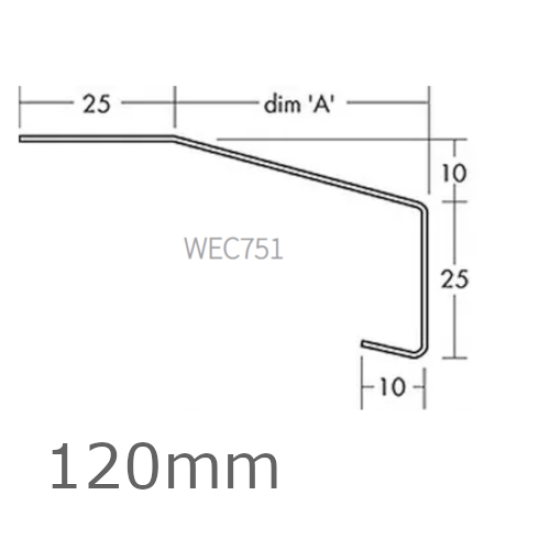 120mm Aluminium Window Sill Extensions WEC 751 (with full end caps - pair) - 2.5m Length.