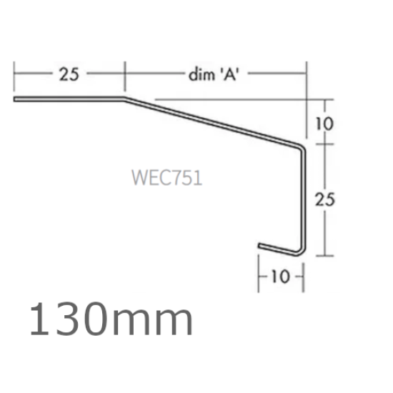 130mm Aluminium Window Sill Extensions WEC 751 (with full end caps - pair) - 2.5m Length.