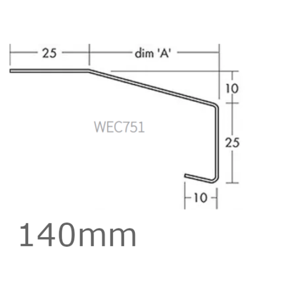 140mm Aluminium Window Sill Extensions WEC 751 (with full end caps - pair) - 2.5m Length.