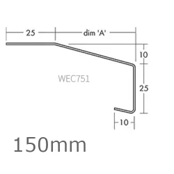 150mm Aluminium Window Sill Extensions WEC 751 (with full end caps - pair) - 2.5m Length.