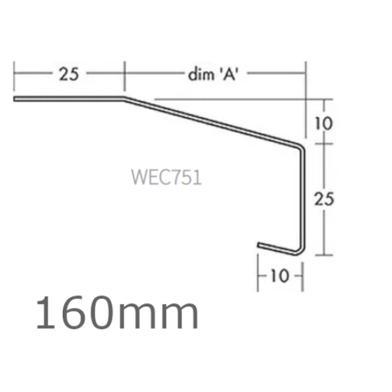 160mm Aluminium Window Sill Extensions WEC 751 (with full end caps - pair) - 2.5m Length.