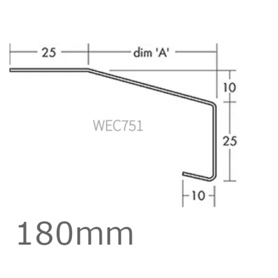 180mm Aluminium Window Sill Extensions WEC 751 (with full end caps - pair) - 2.5m Length.