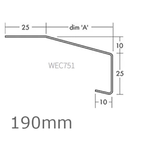 190mm Aluminium Window Sill Extensions WEC 751 (with full end caps - pair) - 2.5m Length.