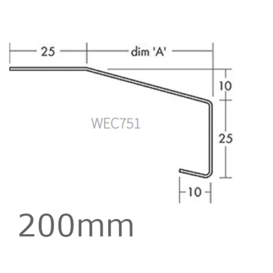 200mm Aluminium Window Sill Extensions WEC 751 (with full end caps - pair) - 2.5m Length.
