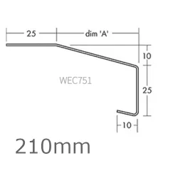 210mm Aluminium Window Sill Extensions WEC 751 (with full end caps - pair) - 2.5m Length.